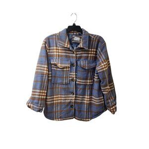 Hurley Plaid Utility Style Lined Jacket Coat Flannel Men's XL Blue Brown